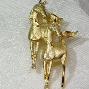 Vintage Two Horse Brooch